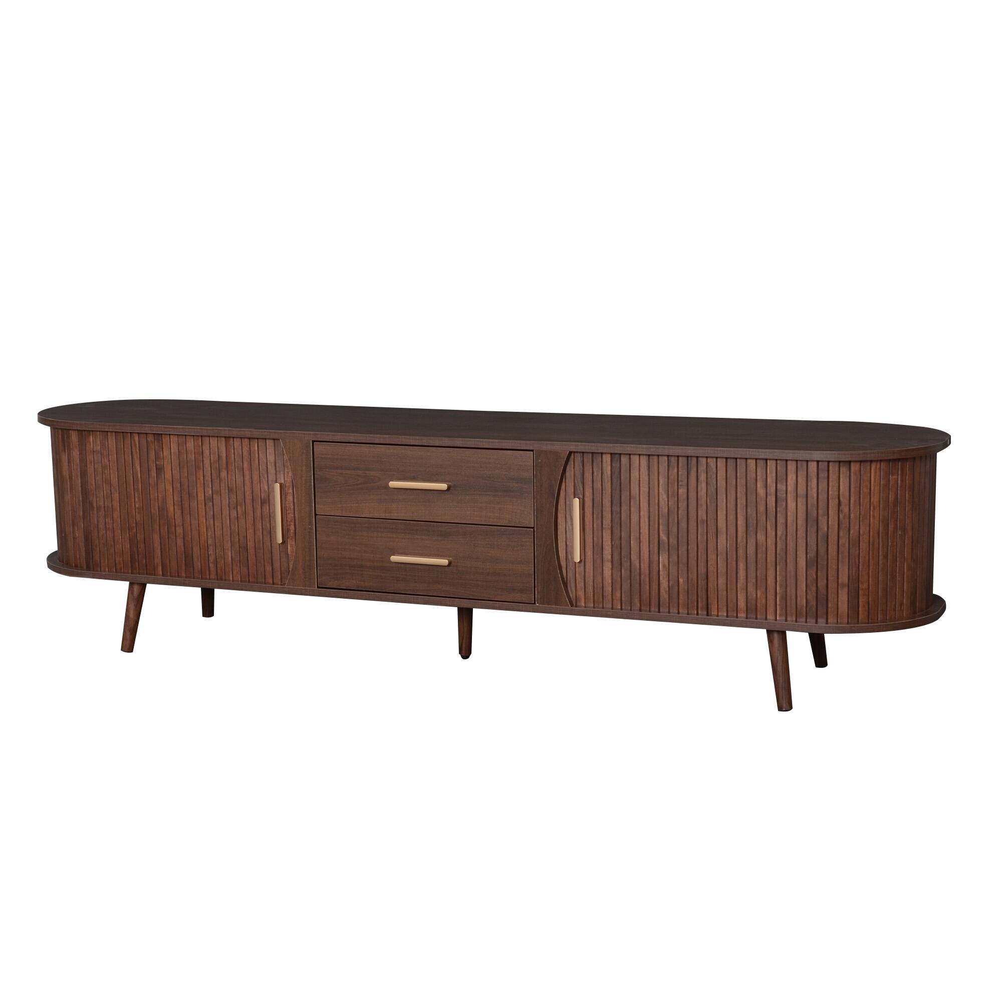 Alt View 2. Dexmalle - Dexmalle-Mid-Century TV Stand for 80 Inch TVs Entertainment Center with Storage-Walnut - Brown.