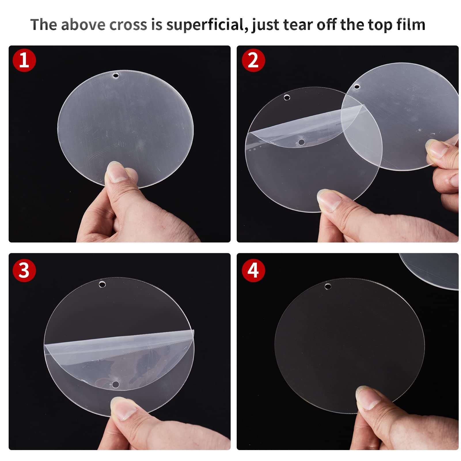 The above cross is superficial, just tear off the top film

1. [Image of a hand holding a circular object with a cross on it]

2. [Image of a hand peeling off a film from the circular object]

3. [Image of the circular object with the film partially peeled off]

4. [Image of the circular object with the film completely removed]