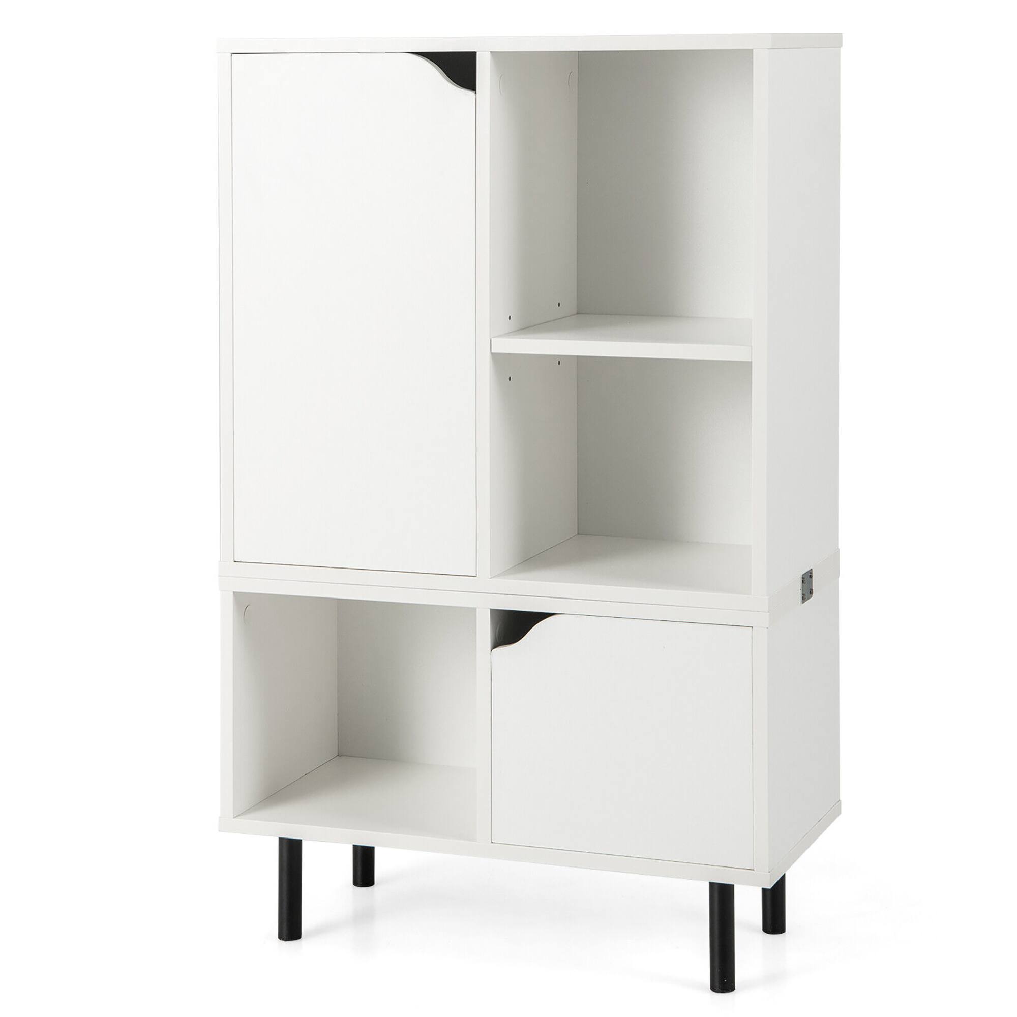 Gymax Stackable Bookcase Combination Lattice Cabinet Floor Open