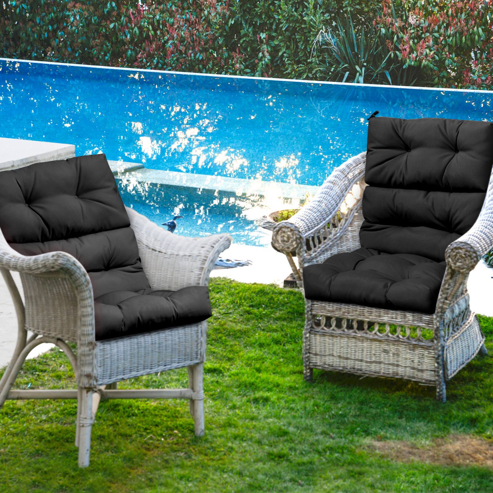 Alt View 3. Costway - Costway 2 PCS Outdoor Back Chair Cushion Tufted Pillow Patio Seating Pad - Black.