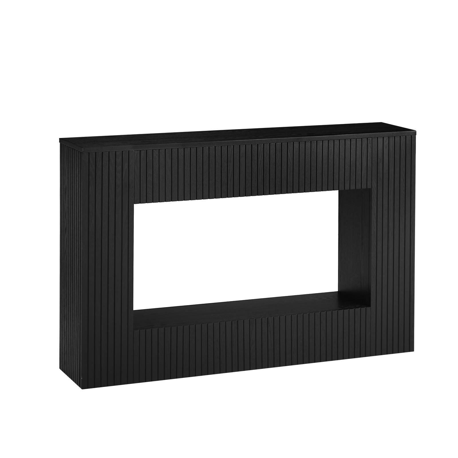 Front. Spaco - Spaco 55" Modern Slatted Console Table, Narrow Entryway Table for Living Room Hallway - Black.