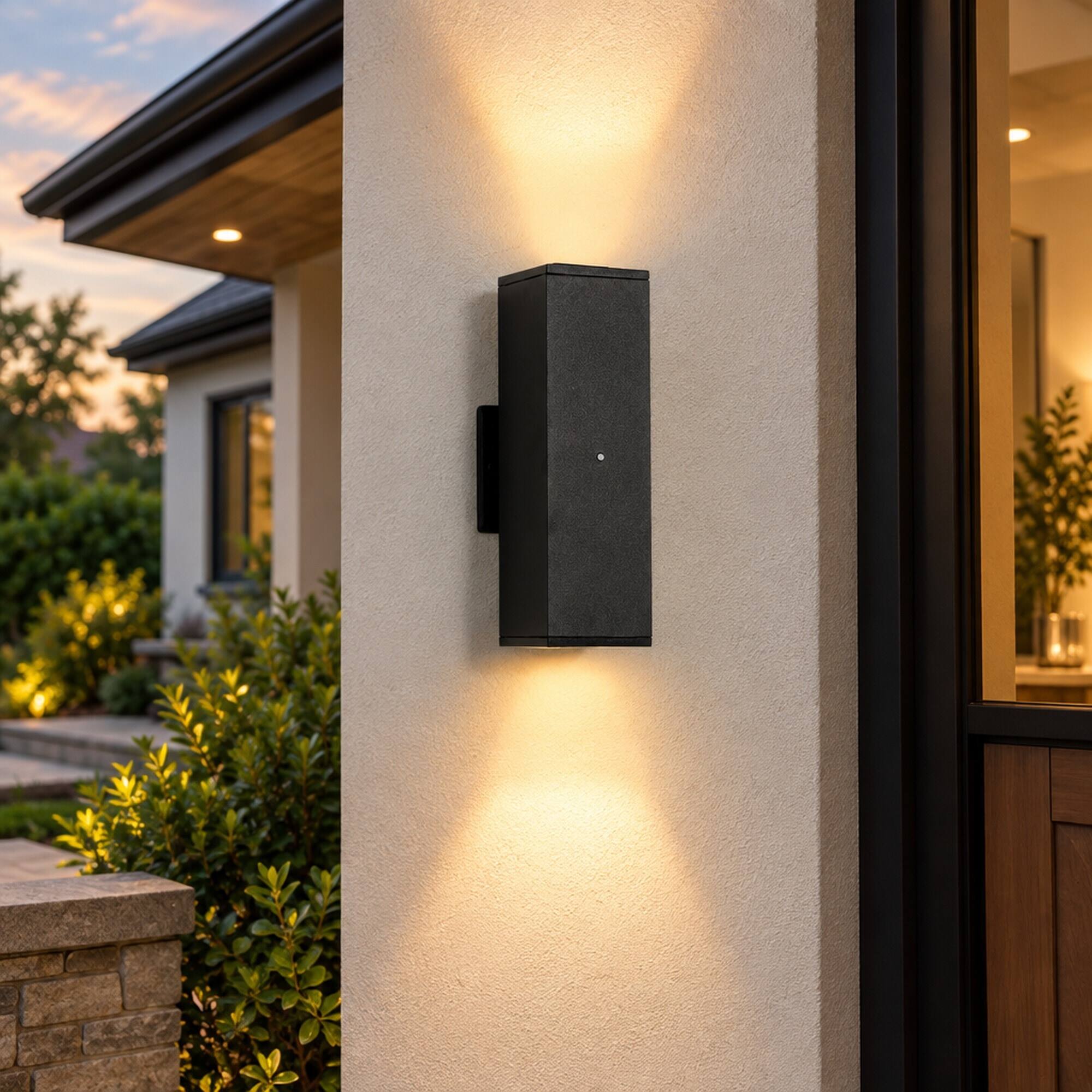RYHNUYNE Dusk To Dawn Outdoor Wall Light Fixture 2 Pack, Modern Square ...