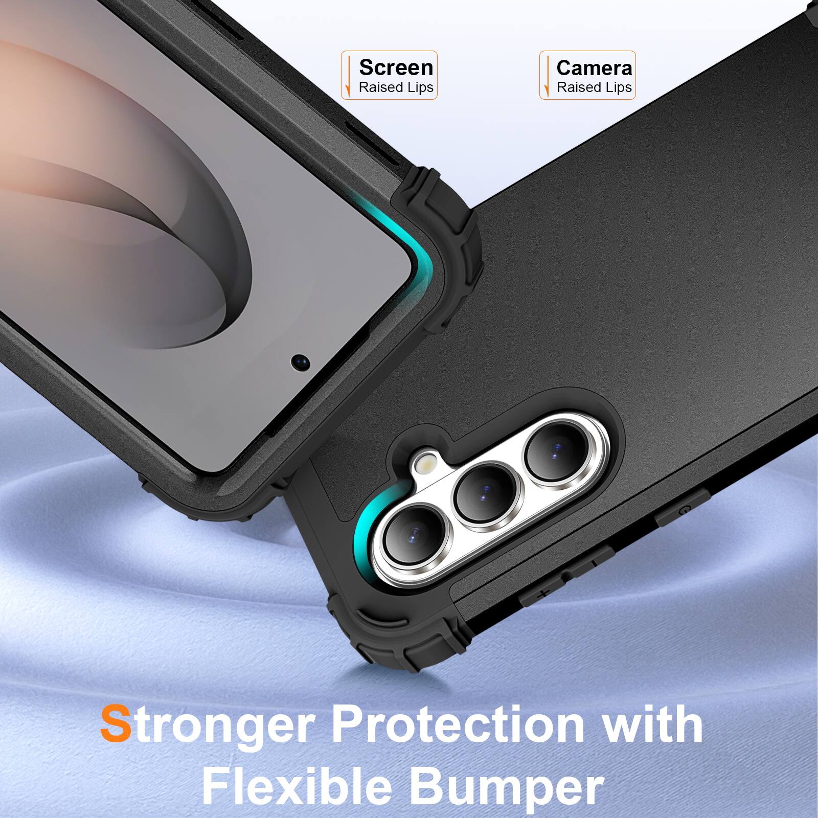 Screen Raised Lips  
Camera Raised Lips  
Stronger Protection with Flexible Bumper