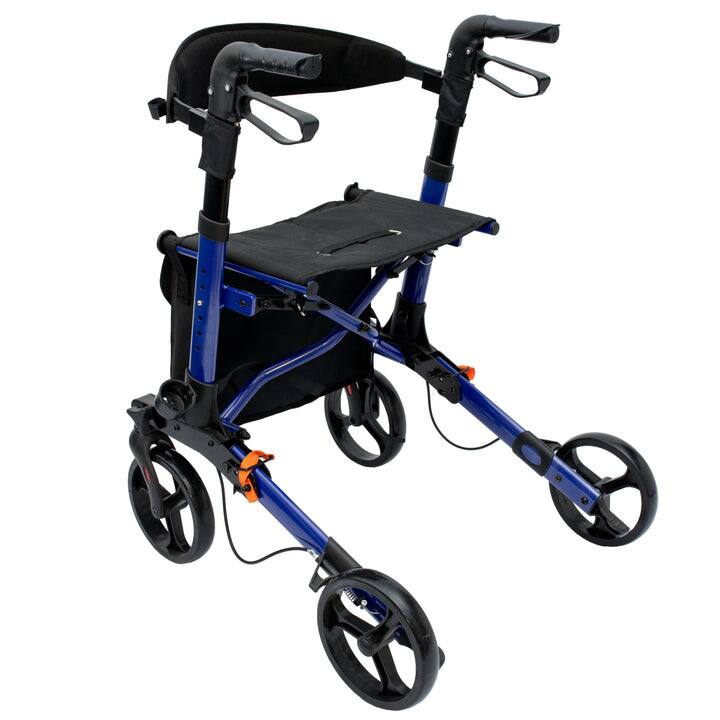 Alt View 2. iLIVING - ILG-622 Foldable Upright Rollator Walker, Lightweight Mobility Aid, Seat & Backrest, Front Bag, Dual Brakes with Lock - Black.