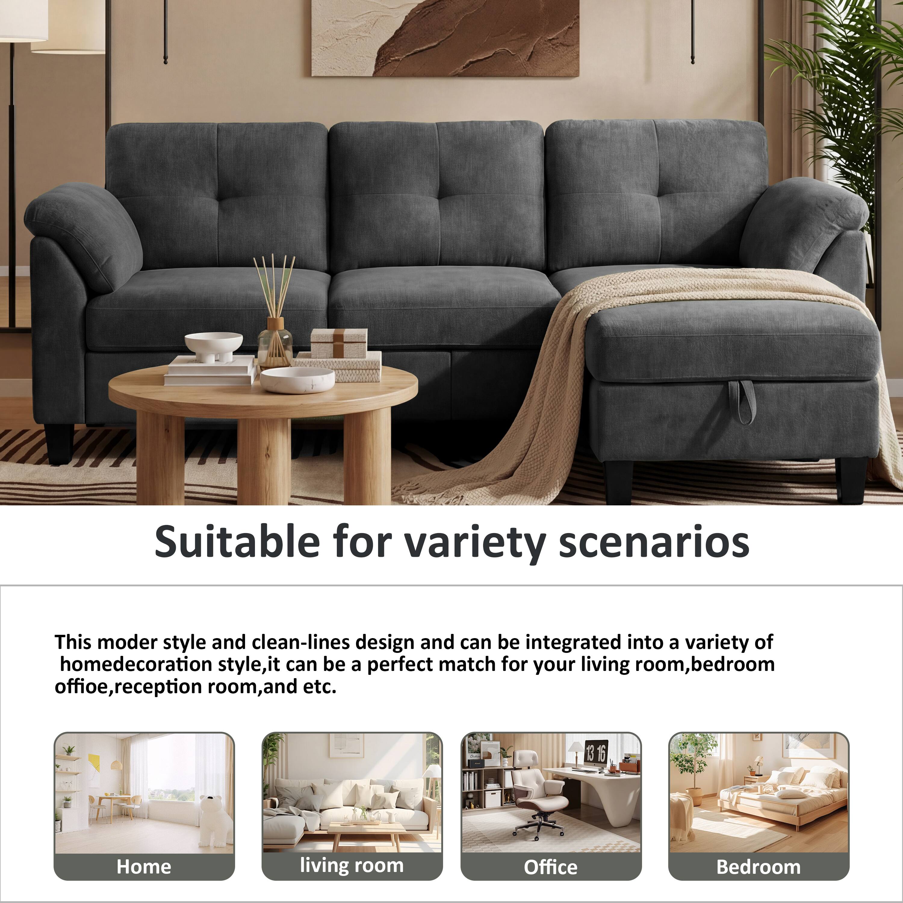 Suitable for variety scenarios

This modern style and clean-lines design can be integrated into a variety of homedecoration styles. It can be a perfect match for your living room, bedroom, office, reception room, and etc.

- Home
- Living room
- Office
- Bedroom