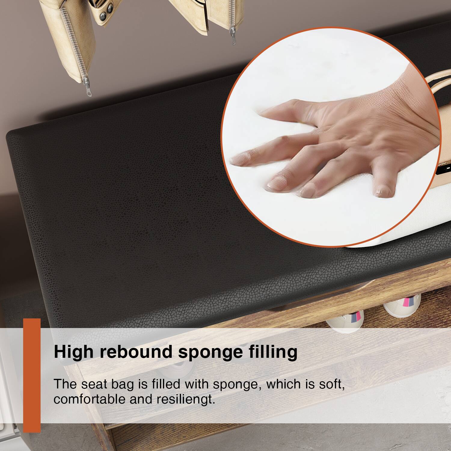 33 High rebound sponge filling
The seat bag is filled with sponge, which is soft, comfortable and resilient.