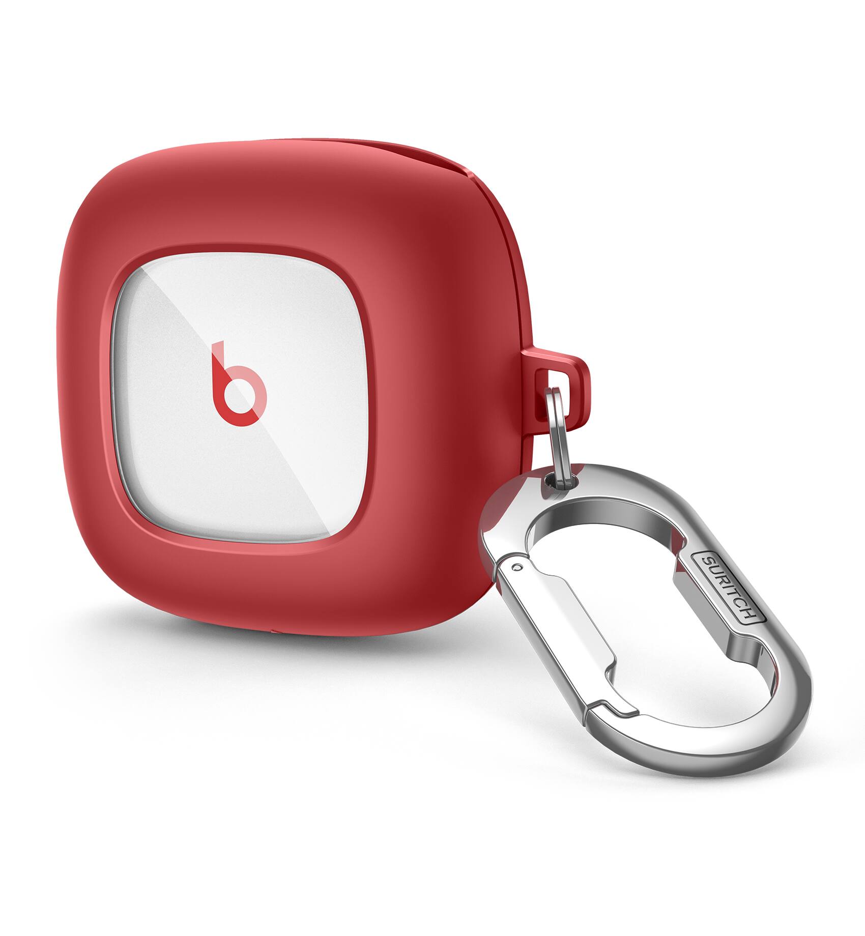 Front. SURITCH - Case for Beats Fit Pro Earbuds, Shock-Absorbing Protective Shell Earbuds Secure Locking System with Anti-Lost Keychain - Red.