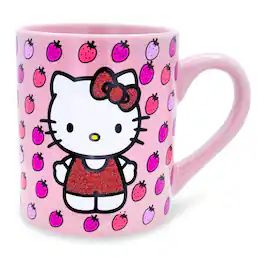 Silver Buffalo - Sanrio Hello Kitty Glitter Strawberry Ceramic Mug | Holds 14 Ounces - Pink