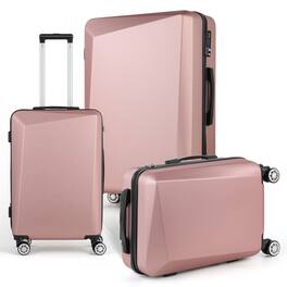 Oumilen - Travel Suitcase 3-Piece Set: 20", 24", 28" ABS Material with TSA Lock - Rosegold
