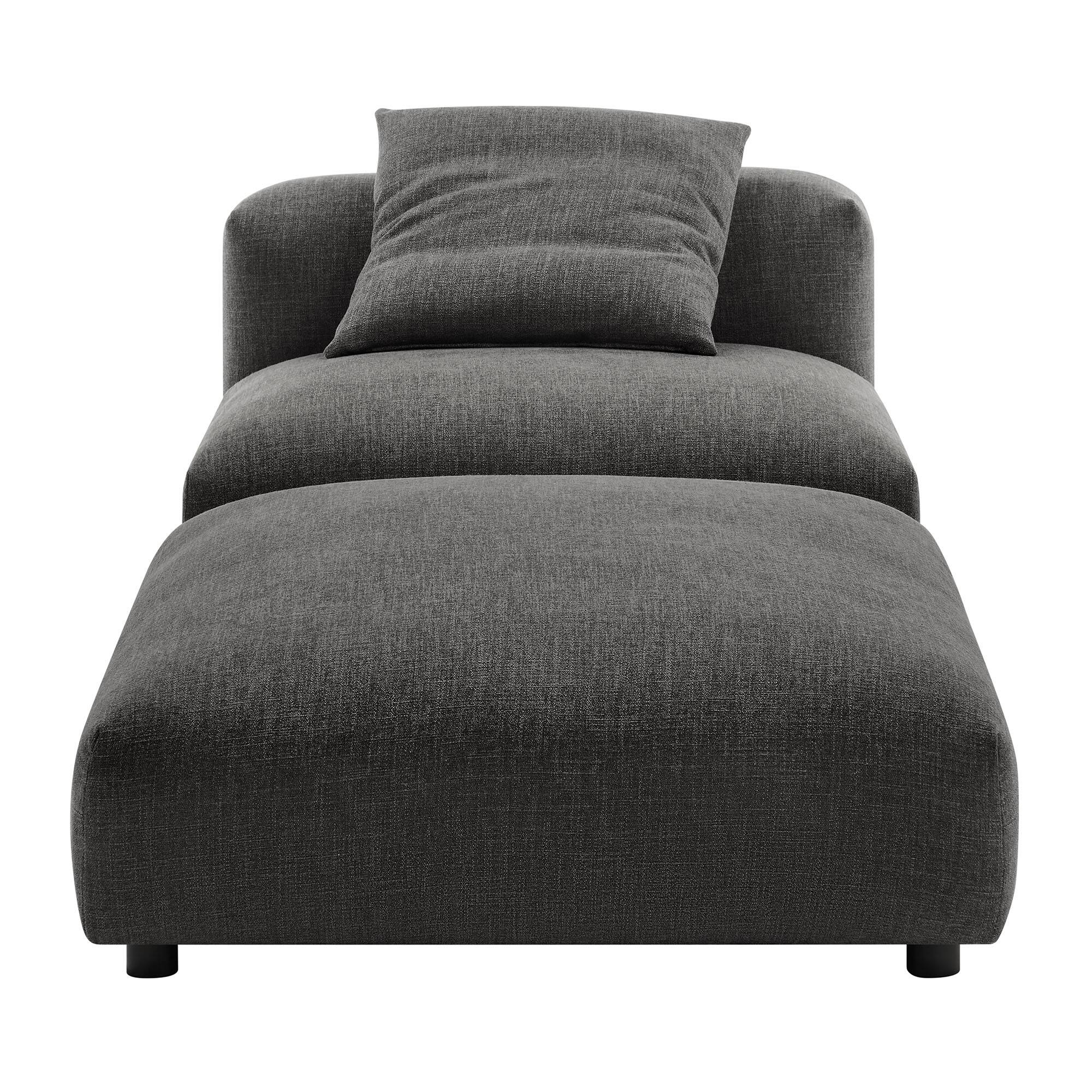 Alt View 5. Modway - Solace Modular Upholstered Fabric Armless Chair and Ottoman Set by Modway - Charcoal.