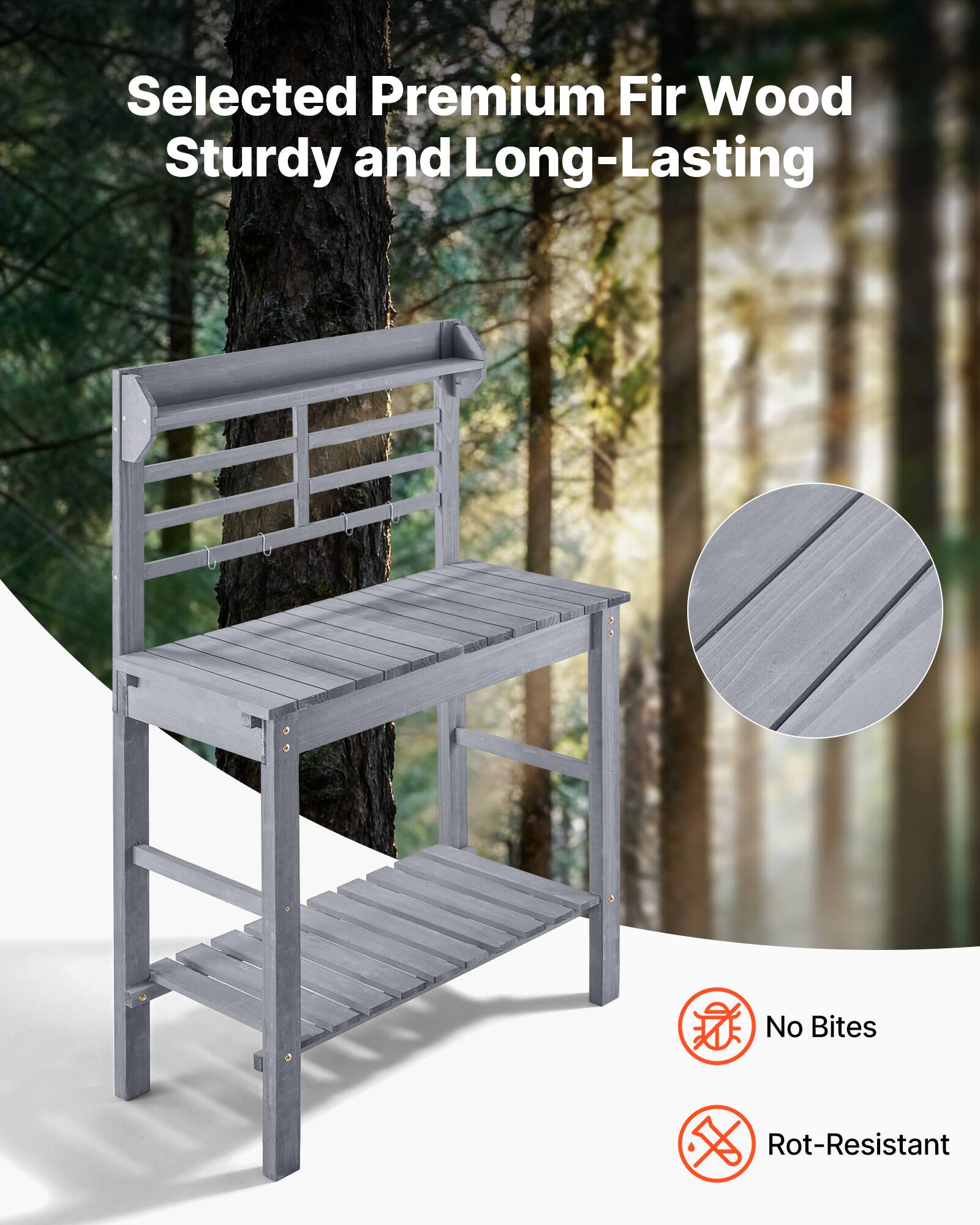 Selected Premium Fir Wood  
Sturdy and Long-Lasting  
No Bites  
Rot-Resistant