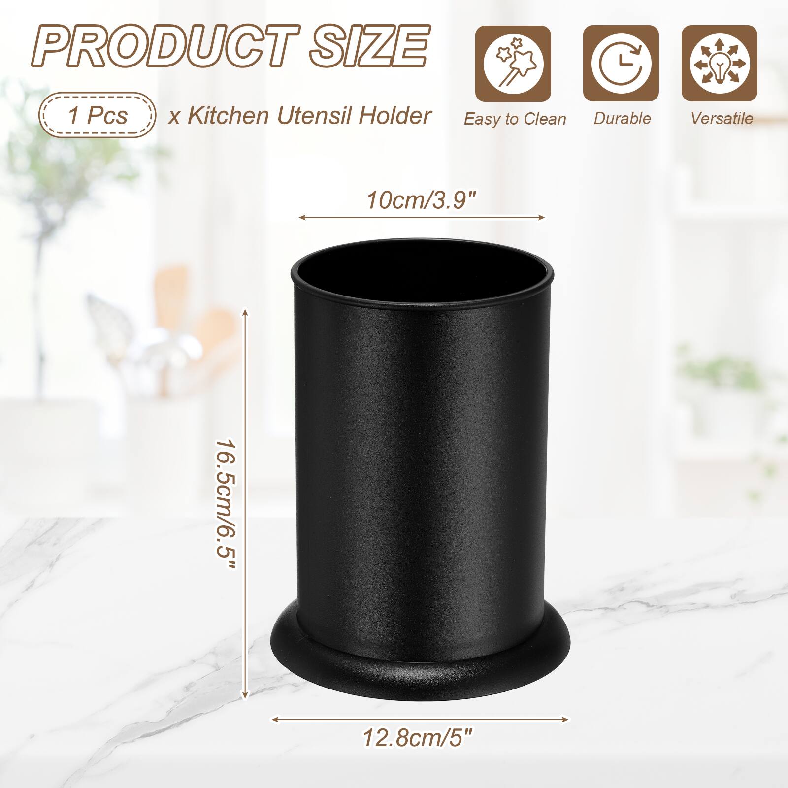 PRODUCT SIZE
1 Pcs x Kitchen Utensil Holder
Easy to Clean Durable Versatile
10cm/3.9"
16.5cm/6.5"
12.8cm/5"