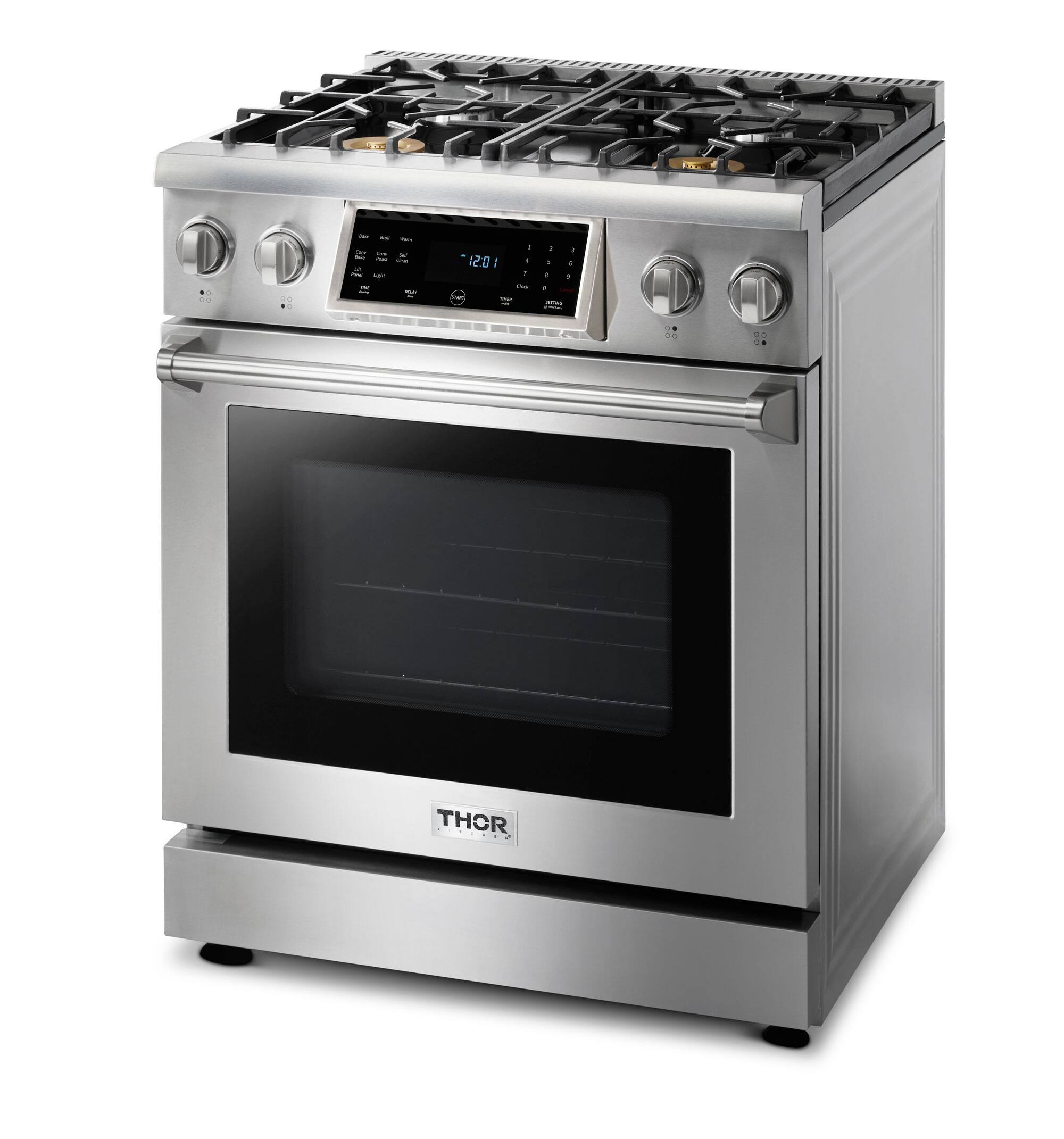 Angle. Thor Kitchen - 4.55 cu. Ft.  Freestanding Gas Range with Self Cleaning - Stainless Steel.