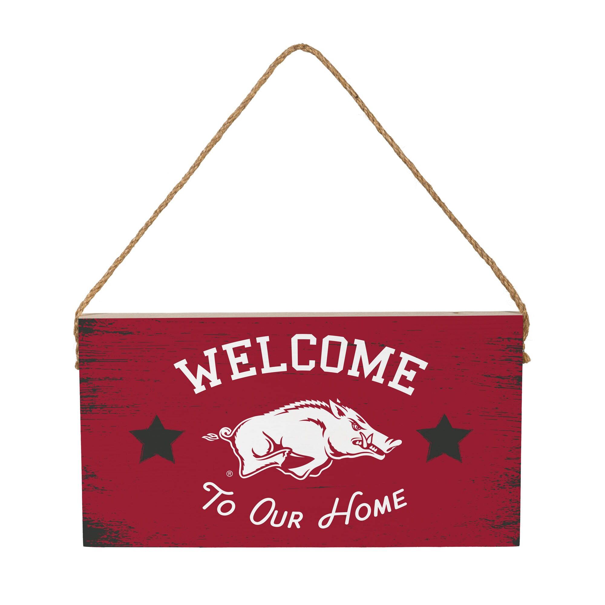 Arkansas Razorbacks 6" x 11" Welcome Home Wood Wall Sign with Rope Hanger