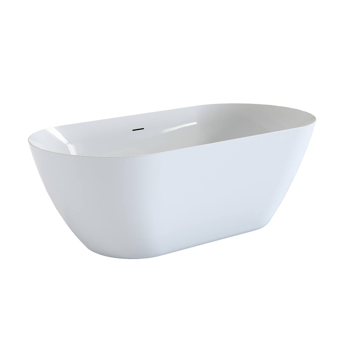Alt View 8. Loheer - Loheer Acrylic Freestanding Bathtub Oval Deep Soaking Tub with Pop Up Drain Integrated Overflow Glossy White 63 Inch - Glossy White.