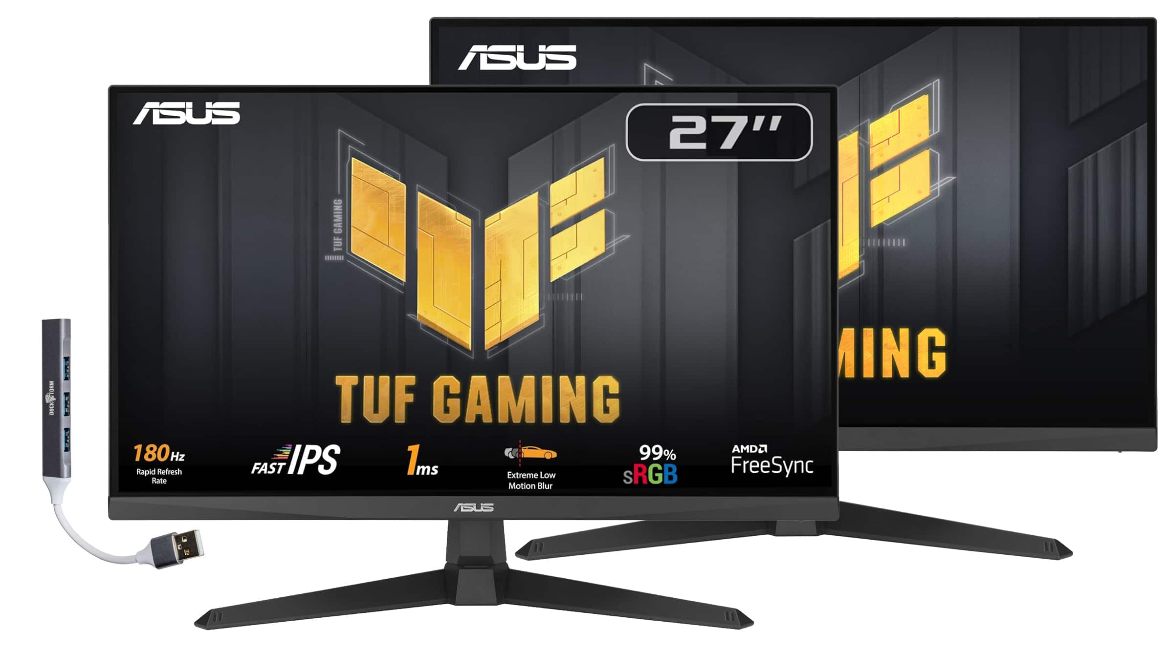 ASUS - TUF Gaming 27" FHD IPS Monitor, 1ms Response Time, Anti-Glare, Flicker Free, VESA Mount,HDMI & DKZ Hub, 2Pack - Black