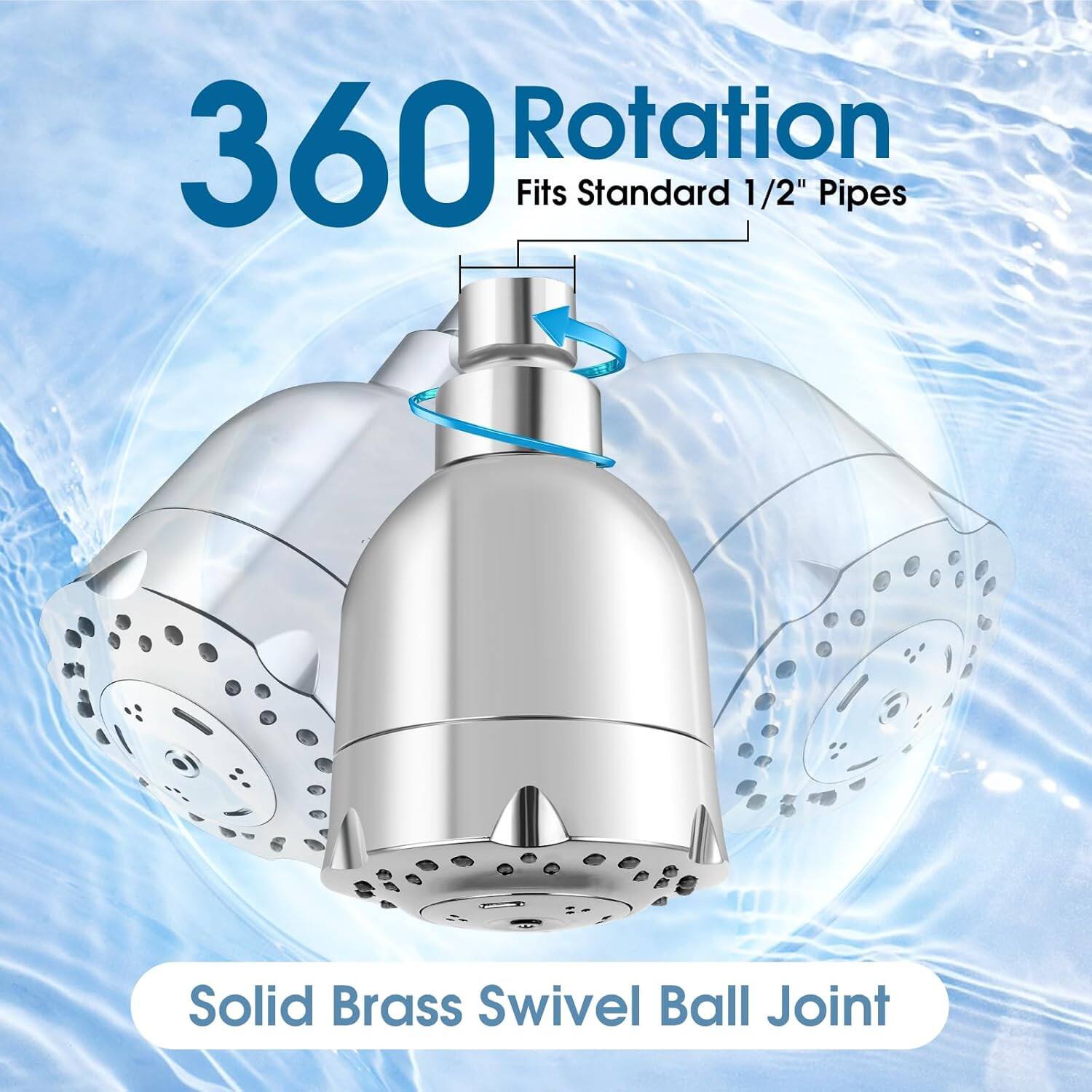 360 Rotation  
Fits Standard 1 1/2" Pipes  
Solid Brass Swivel Ball Joint