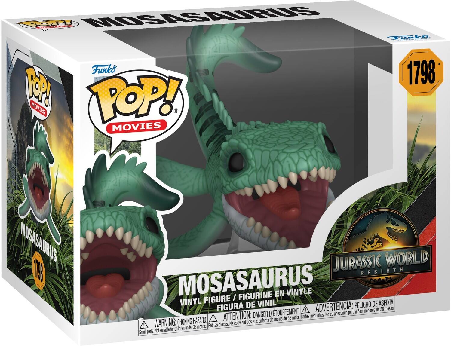 Funko Pop! Movies Mosasaurus 1798 Jurassic World Rebirth Mosasaurus Figurine en Vinyl / Figura de Vinil / Figura / Vinyl

Warning: Choking Hazard. Not suitable for children under 36 months. Petites pièces. No es adecuado para niños menores de 36 meses. Partes pequeñas. No conveniente pas aux enfants under 36 mois. Peligro de asfixia. Advertencia: peligro de asfixia.