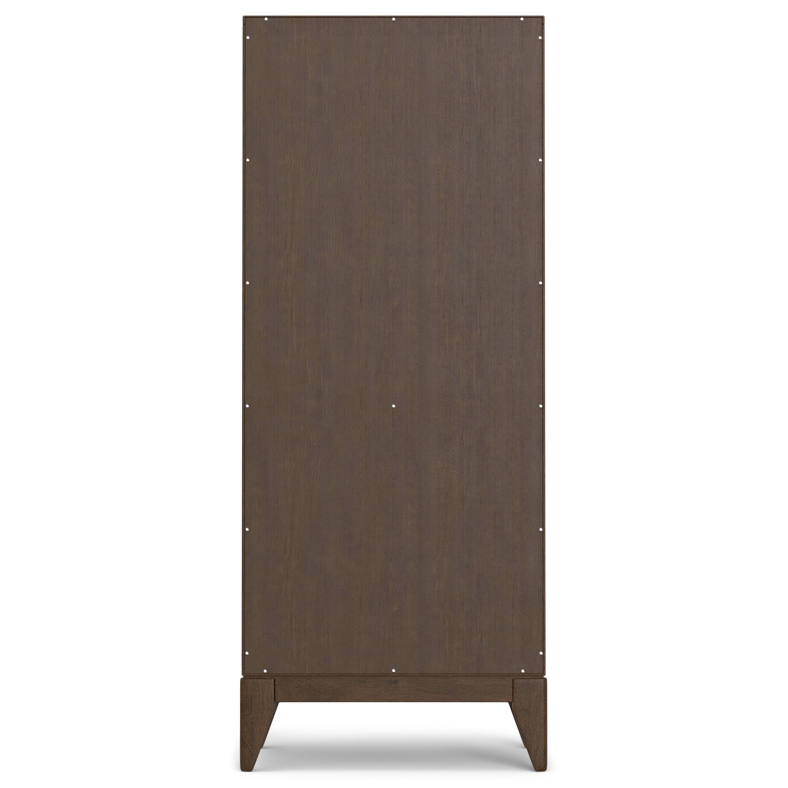 Back. Simpli Home - Harper 66 inch Tall Solid Wood 5 Shelf Bookcase in Walnut Brown - Walnut Brown.