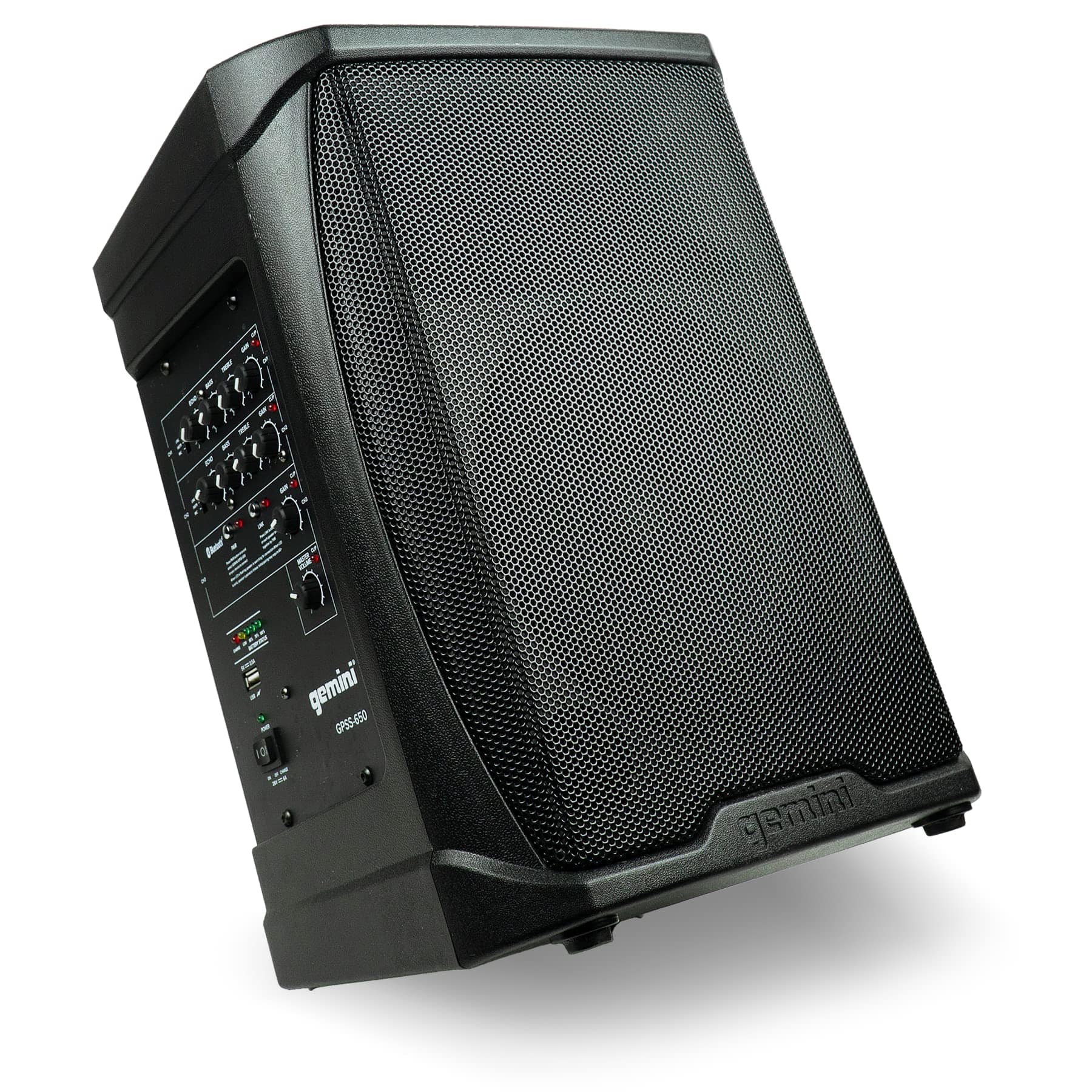 Gemini - 5" 200W GPSS-650 Ultra-Portable PA System - 6. Woofer, Bluetooth, TWS Link, 12+ Hour Battery Life, Dual Inputs, DS