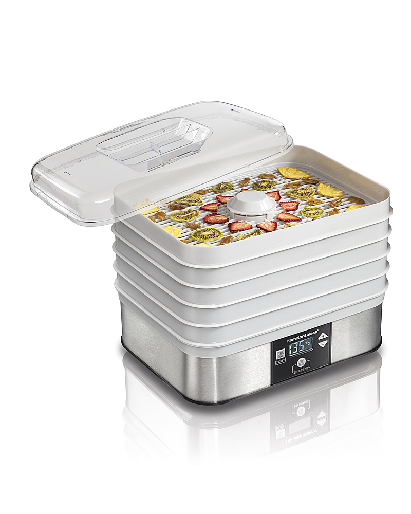 Left View: LEM Product - Big Bite Stainless Steel Dehydrator - Stainless