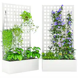 Outsunny - Raised Garden Bed Planter Box with Trellis for Climbing Plants, Vegetable, Vines