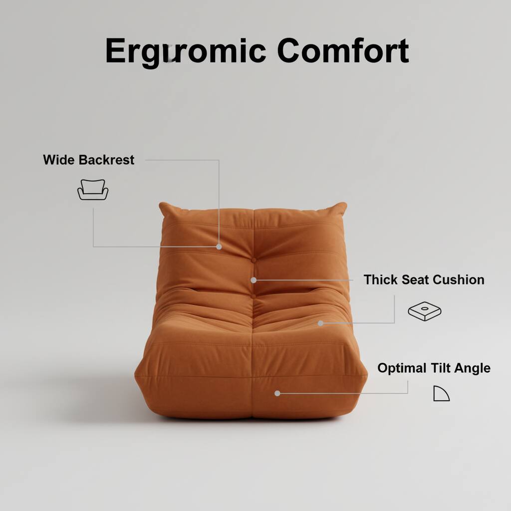 Ergonomic Comfort  
Wide Backrest  
Thick Seat Cushion  
Optimal Tilt Angle