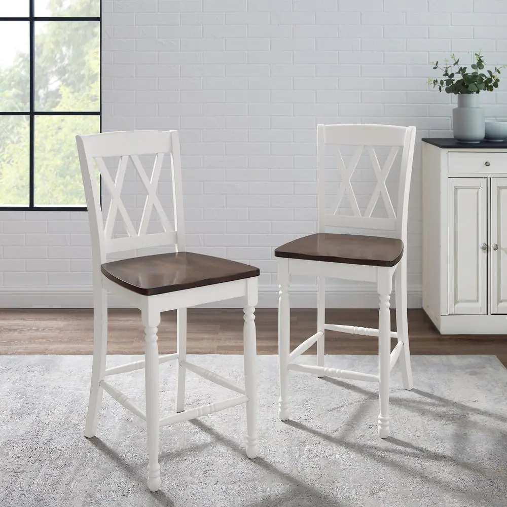 Alt View 7. Crosley Furniture - Shelby 2-Piece Counter Height Bar Stool Set - 2 Stools - Distressed White.