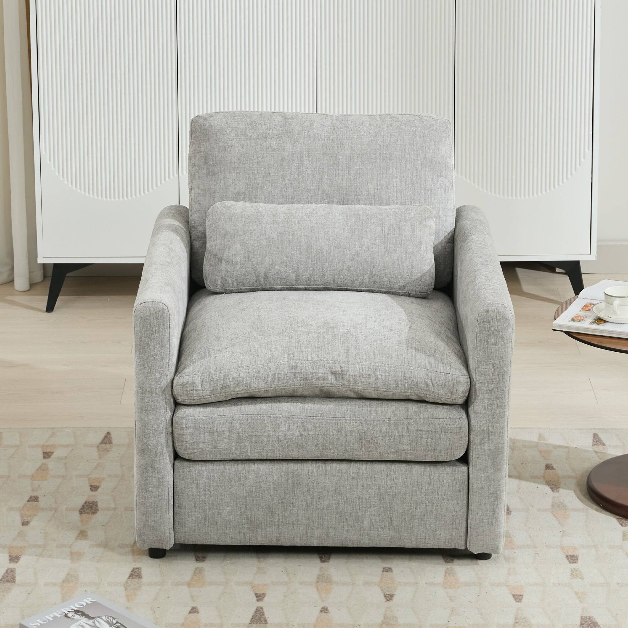 Alt View 8. Boyel Living - 31.9 inch Ergonomic Support Double Cushion Comfort Sofa Luxury Cloud Armchair for Living Room in Light Gray - Light Gray.