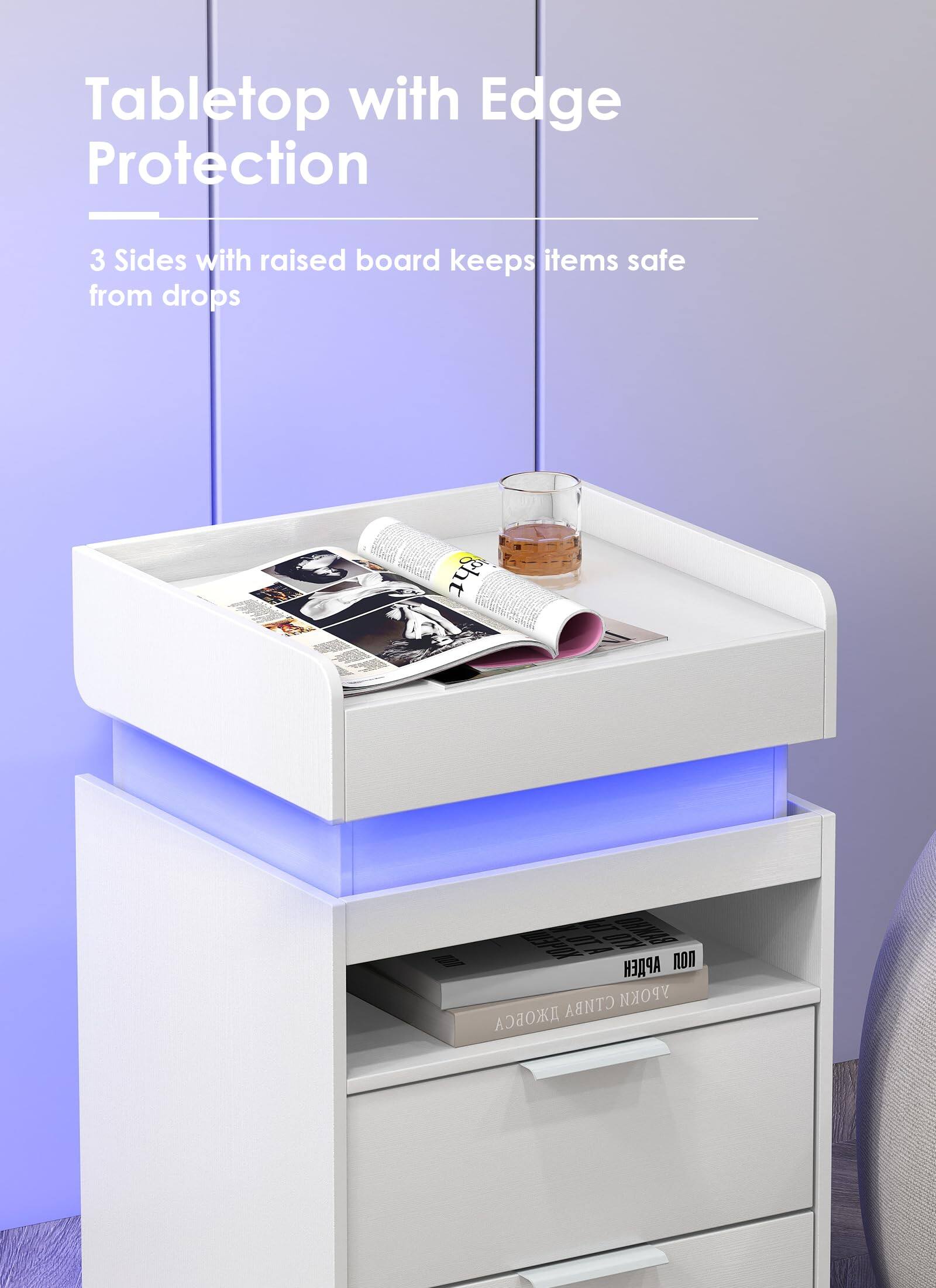 Tabletop with Edge Protection

3 Sides with raised board keeps items safe from drops