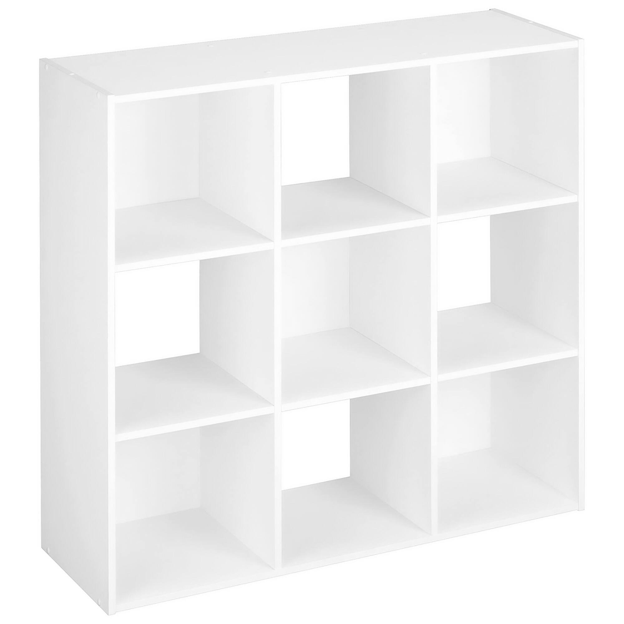 Front. ClosetMaid - ClosetMaid 9 Cube Wood Stackable Open Bookcase Display Shelf Organizer, White - White.