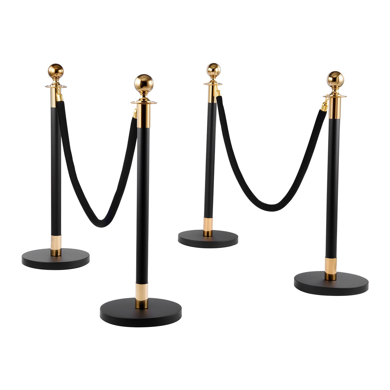 Alt View 5. VEVOR - Stanchion Post, 4 Pcs Crowd Control Barrier Set with 2 Black Velvet Ropes, Heavy Duty Stainless Steel Stanchion Post - Black velvet rope.