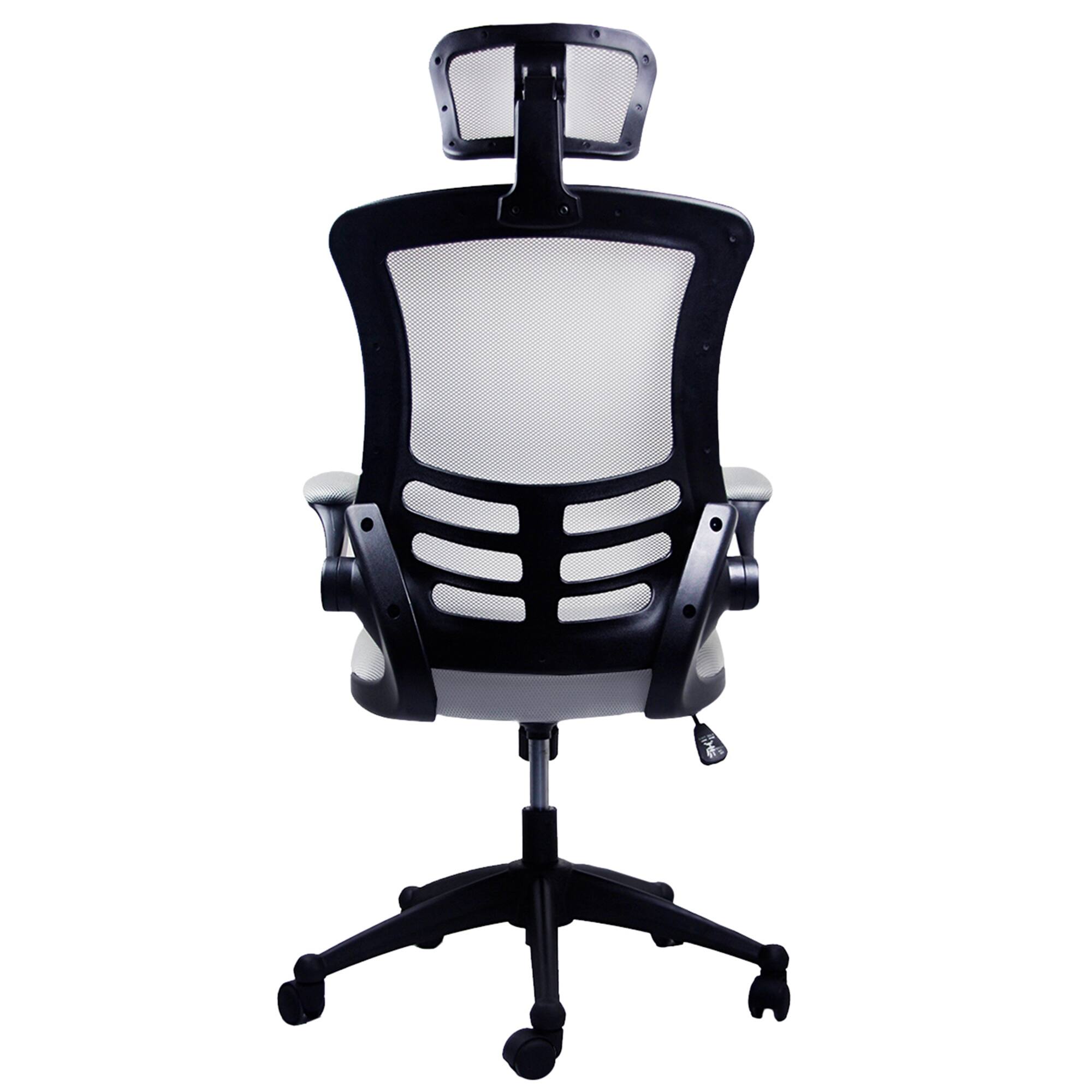 Alt View 2. GOODSILO - Modern High-Back Mesh Executive Office Chair with Adjustable Headrest and Flip-Up Arms - Silver.