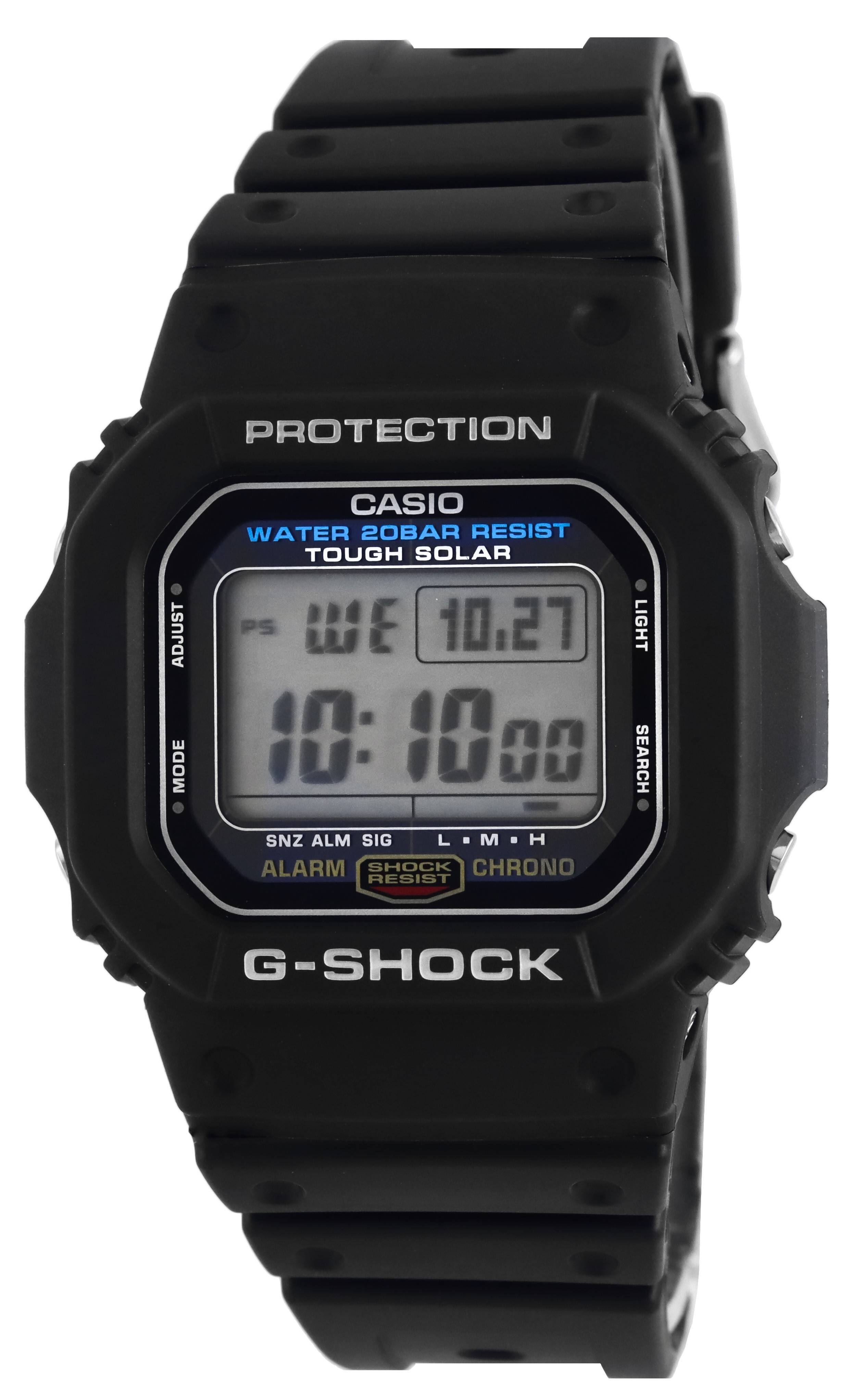 PROTECTION
CASIO
WATER 20BAR RESIST
TOUGH SOLAR
10.27
10:10:00
SNZ ALM SIG
ALARM
SHOCK RESIST
CHRONO
G-SHOCK