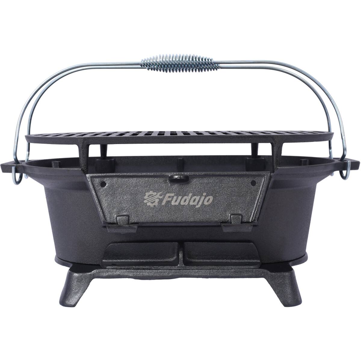 Alt View 5. HTUTWOO - Oval Cast Iron Grill Outdoor - Portable Charcoal Grill and Tabletop Skillet,100% Cast Iron,Small BBQ Grill,Camping Stove - Black.