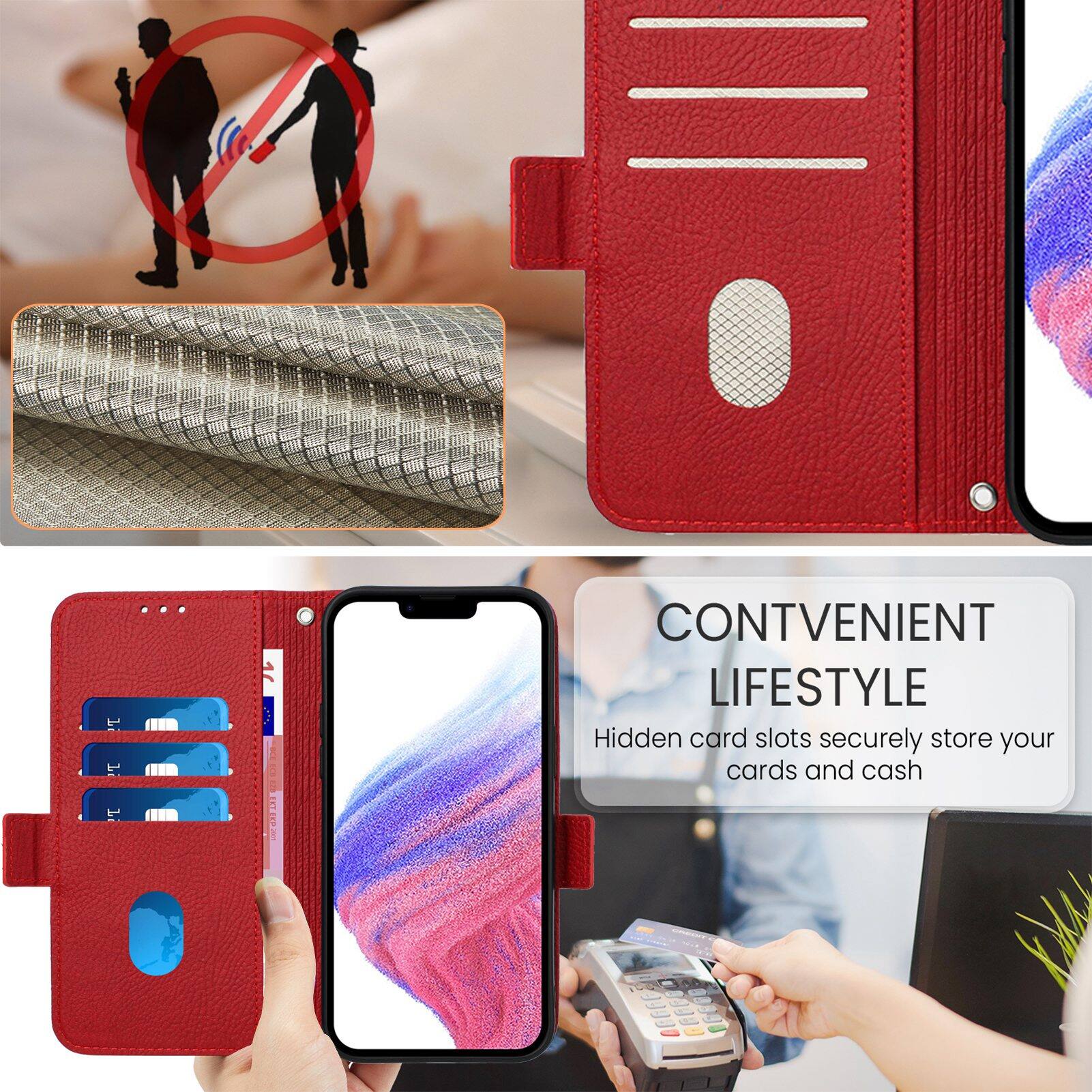 CONVENIENT LIFESTYLE  
Hidden card slots securely store your cards and cash
