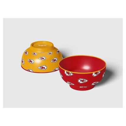 Front. Pegasus - Kansas City Chiefs 6" Home & Away Two-Piece Serving Bowl Set - Multicolor.
