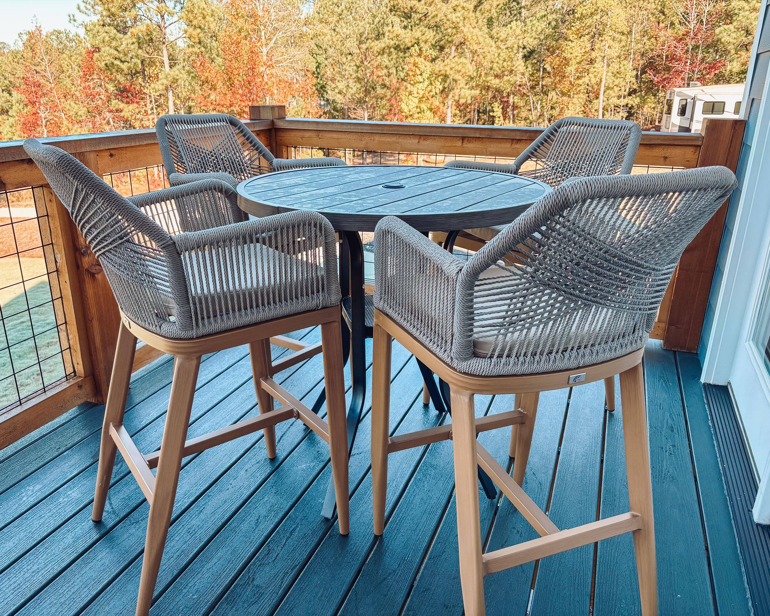 Back. PURPLE LEAF - Outdoor Bar Stool Set of 2, Wicker Rattan Bar stools with Back Aluminum Outside Garden Patio Bar Chairs - Teak-twill-Bar Height.