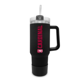 The Fanatic Group - Stanford Cardinal 40oz. Stainless Tumbler with Handle & Removable Straw - Black