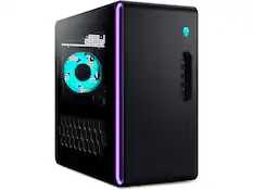 Front. Dell - Alienware Aurora ACT1250 - Intel Ultra 7 265F, 32GB DDR5, 1TB SSD, RTX 5070, 1000W PSU, Win 11, Clear Panel - Black - Black.