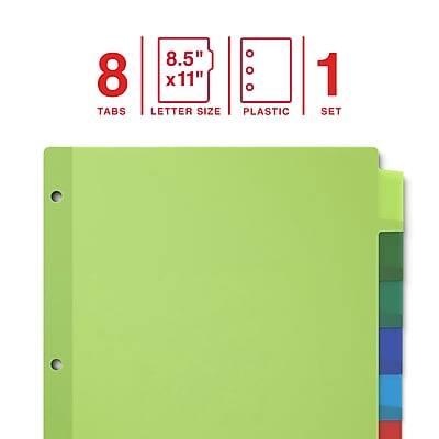 8 TABS  
8.5" x 11" LETTER SIZE  
PLASTIC  
1 SET