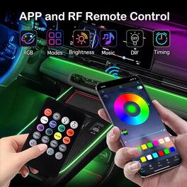 RTMB - Car Interior LED Lights – 5-in-1 RGB Kit, 236" Fiber Optic, App & Remote, Music Sync