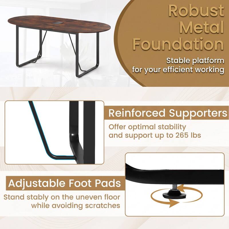 Robust Metal Foundation  
Stable platform for your efficient working  

Reinforced Supporters  
Offer optimal stability and support up to 265 lbs  

Adjustable Foot Pads  
Stand stably on the uneven floor while avoiding scratches