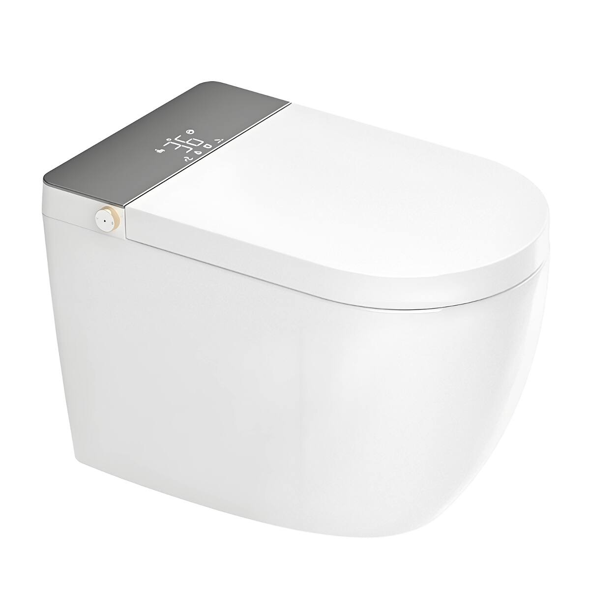 Alt View 5. Loheer - Loheer Integrated Bidet Toilet With Heated Seat and Automatic Opening Lid - White and gray.
