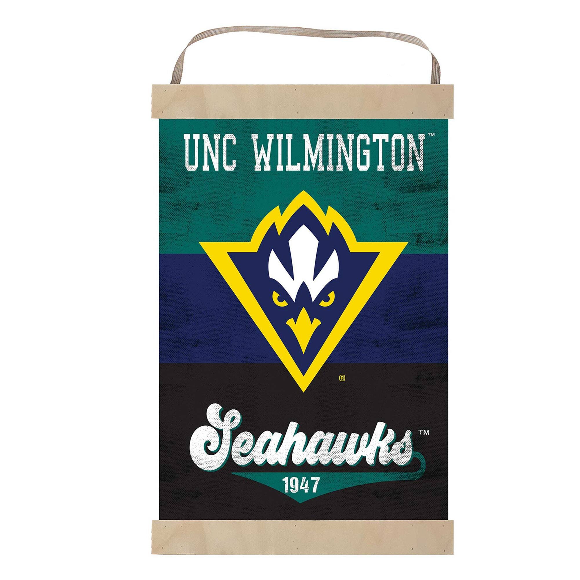 UNC Wilmington Seahawks Reversible Retro Logo Banner Sign