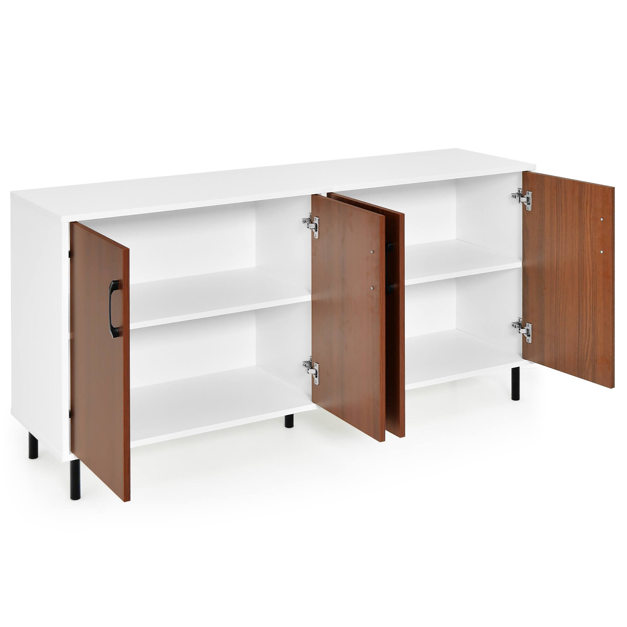 Alt View 1. Costway - Buffet Server Sideboard Kitchen Storage Cabinet Cupboard with Shelves & 4 Doors - White/Walnut.