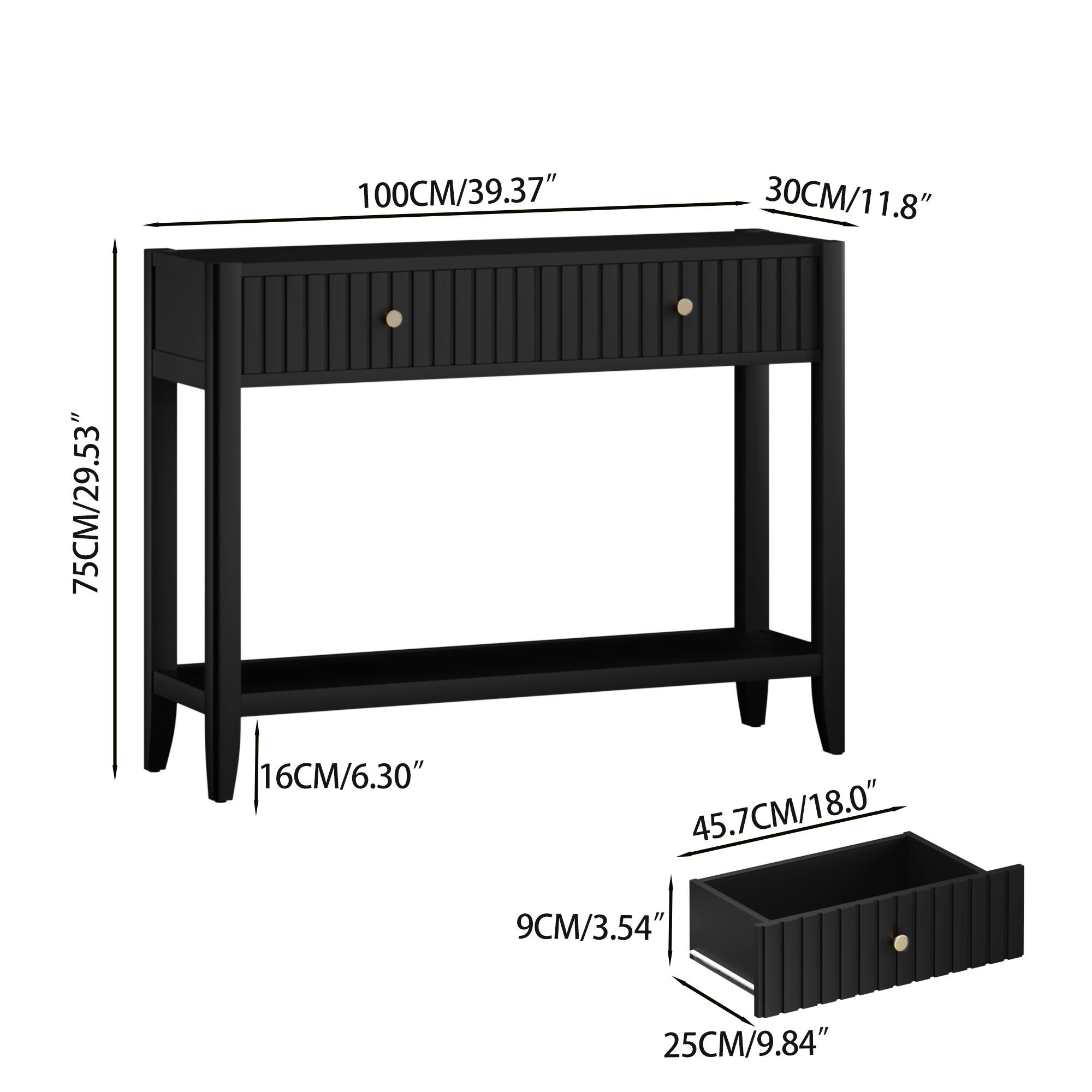 75CM/29.53"  
100CM/39.37"  
30CM/11.8"  
16CM/6.30"  
45.7CM/18.0"  
9CM/3.54"  
25CM/9.84"