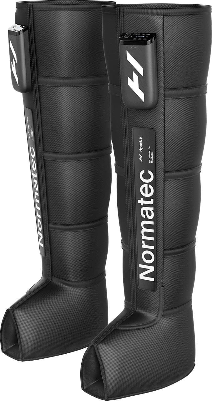 The text on the image reads: "Normatec Hyperice USA H California, D Est Move Normatec."