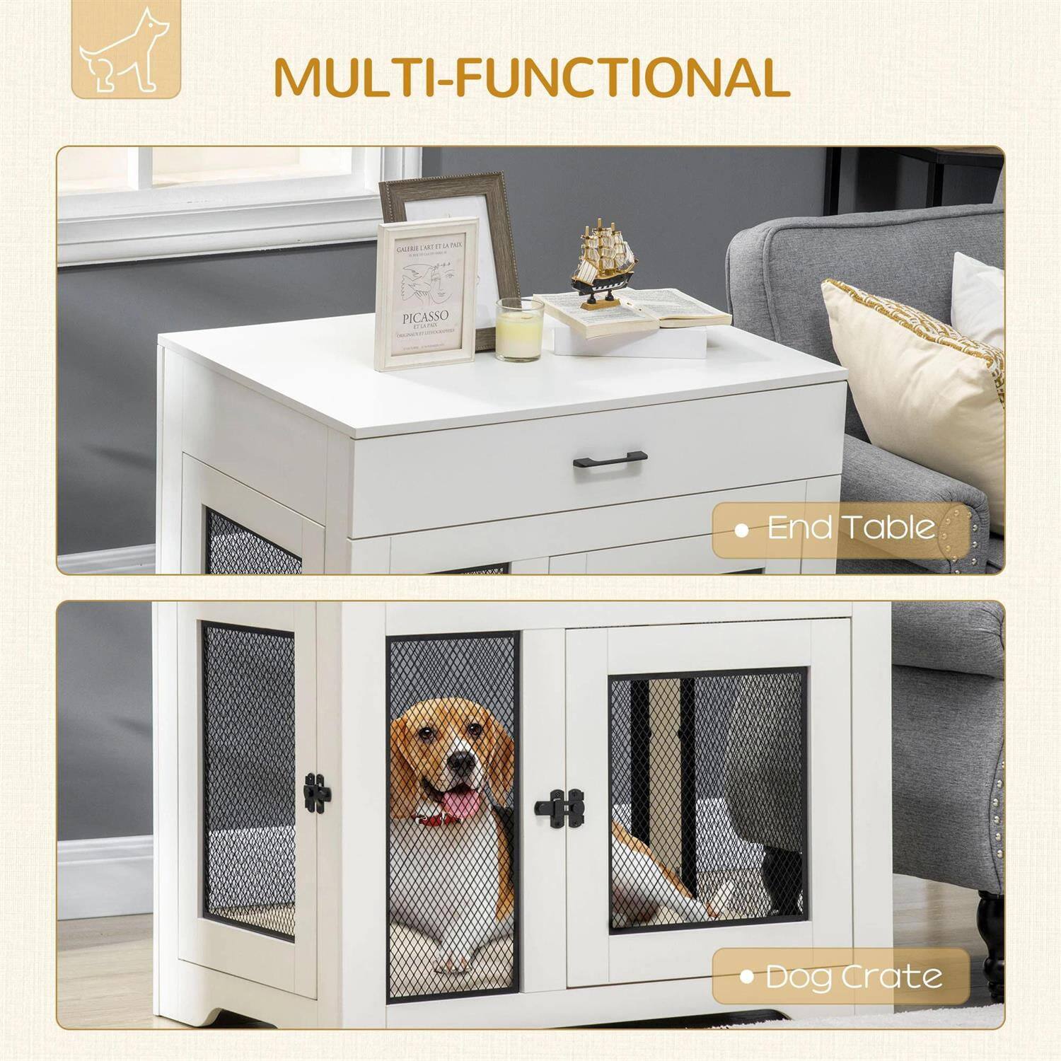 MULTI-FUNCTIONAL

- End Table
- Dog Crate