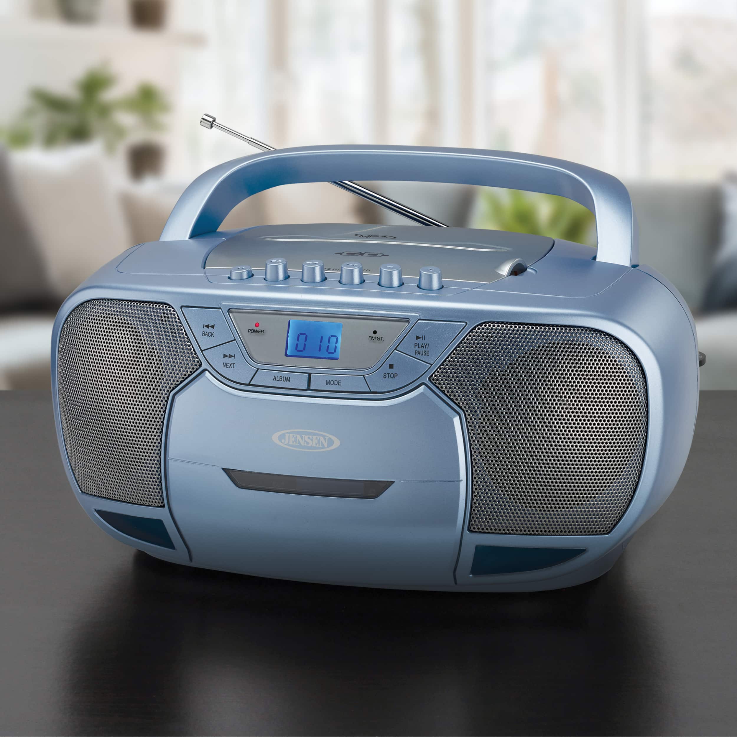 Alt View 11. Jensen - Portable Bluetooth Stereo with AM/FM, CD, Cassette Player - Blue.